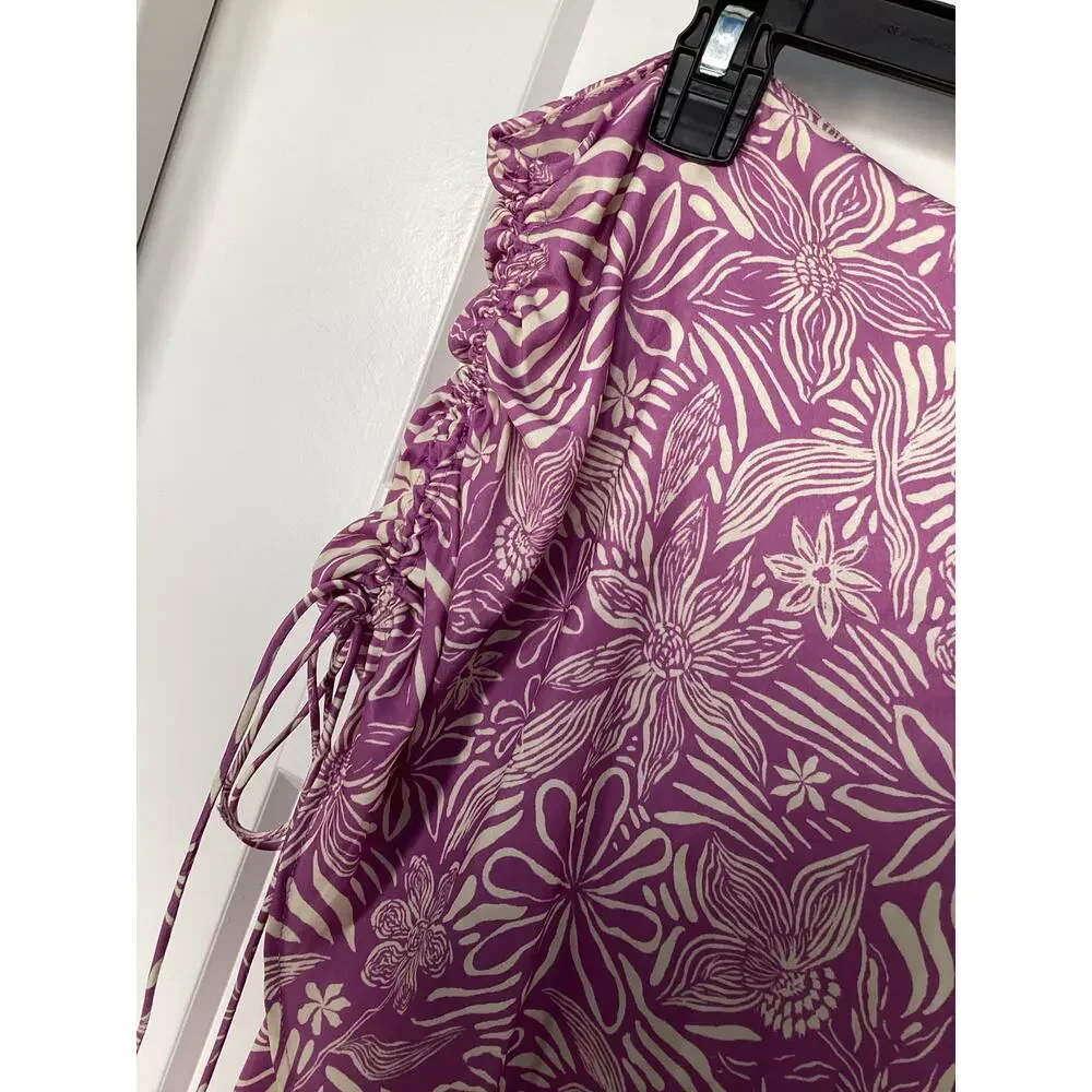 NWT Free People Womens High Waist Slit Maxi Skirt Mulberry Floral Purple Size 12